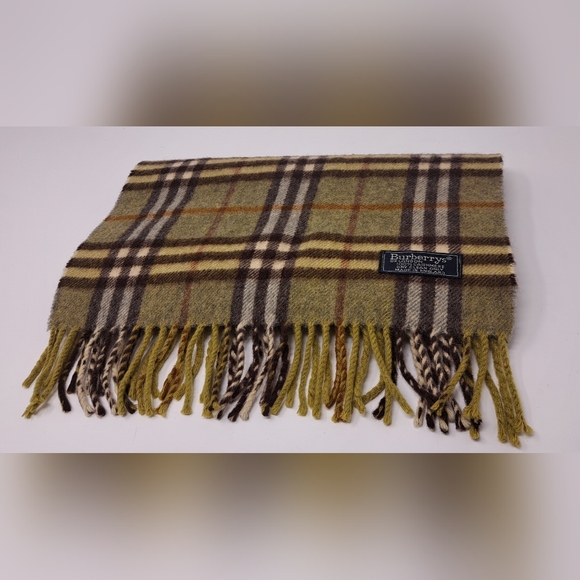 Burberry Vintage Scarf Nova Check 100% Cashmere England 90s Y2K 56" x 12" - Picture 2 of 11